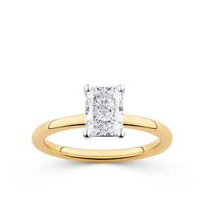 Everlasting 1.25ct TW Radiant Lab-Grown Diamond Solitaire Engagement Ring in 18ct Yellow and White Gold