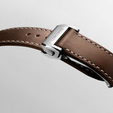 Longines brown leather watch strap with silver buckle