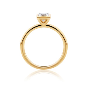 Everlasting 1.25ct TW Emerald Cut Lab-Grown Diamond Bezel Set Solitaire Engagement Ring in 18ct Yellow Gold