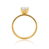 Everlasting 1.50ct TW Long Cushion Lab-Grown Diamond Wide Band Solitaire Engagement Ring in 18ct Yellow Gold