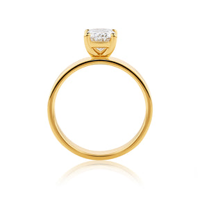 Everlasting 1.50ct TW Long Cushion Lab-Grown Diamond Wide Band Solitaire Engagement Ring in 18ct Yellow Gold