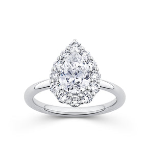 Everlasting 1.92ct TW Pear Lab-Grown Diamond Floral Halo Engagement Ring in 18ct White Gold
