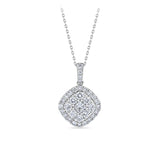 Everlasting 1.00ct TW Princess Lab-Grown Diamond Double Halo Pendant in 9ct White Gold