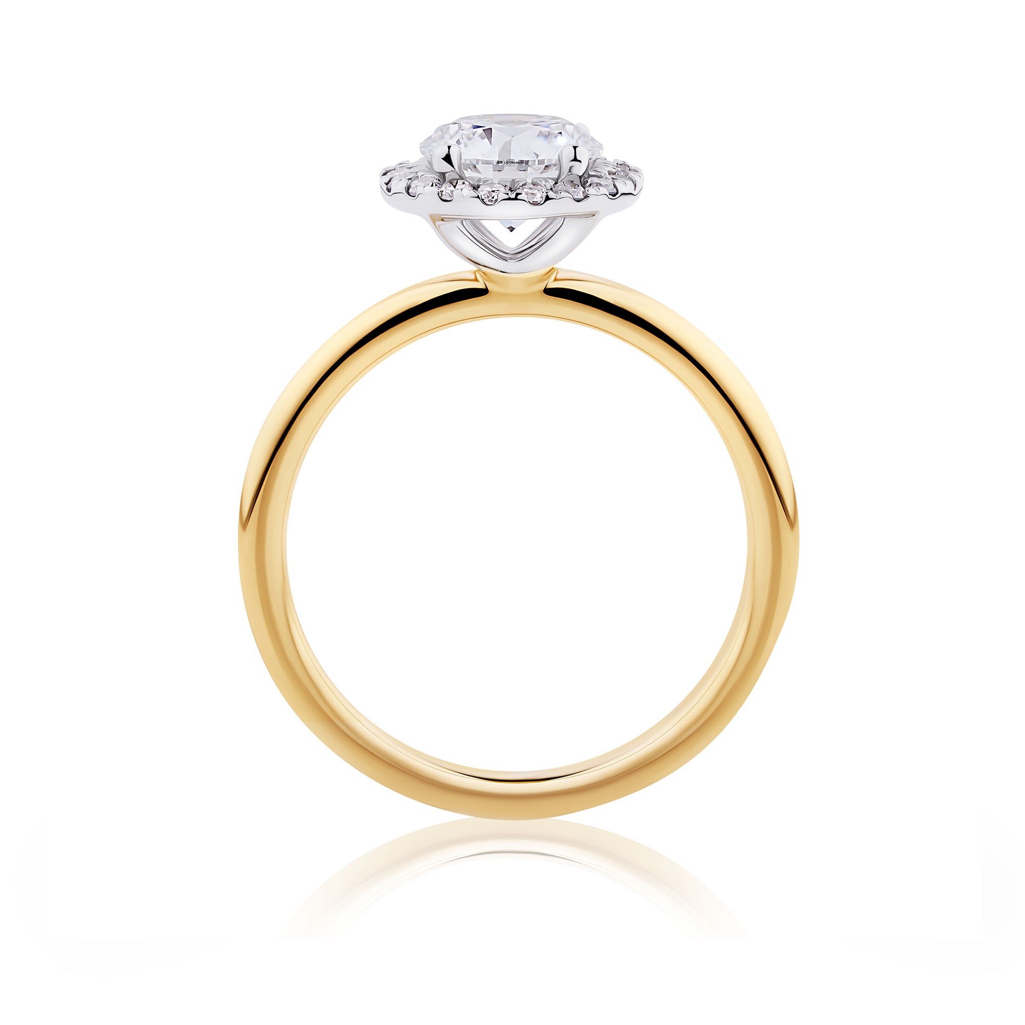 Everlasting 1.40ct TW Round Brilliant Lab-Grown Diamond Classic Halo Engagement Ring in 18ct Yellow and White Gold