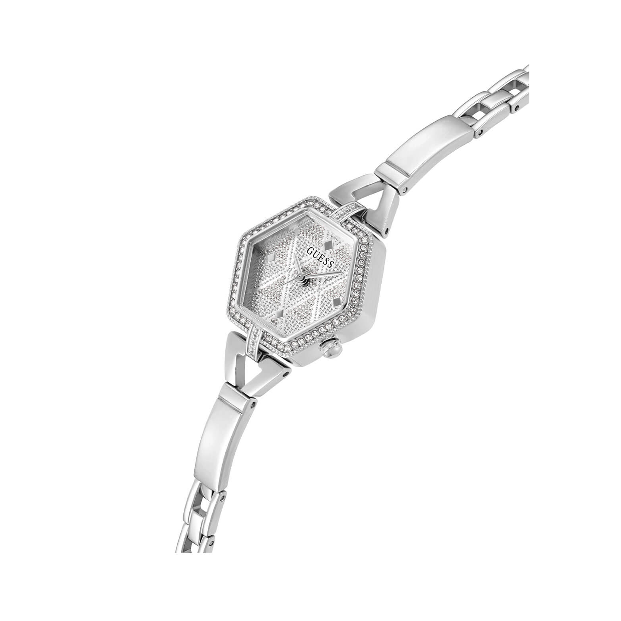 Guess Women's 28mm Silver Audrey Glitz Hexagonal Quartz Watch GW0680L1