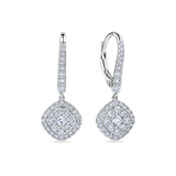 Everlasting 1.00ct TW Princess Lab-Grown Diamond Double Halo Drop Earrings in 9ct White Gold