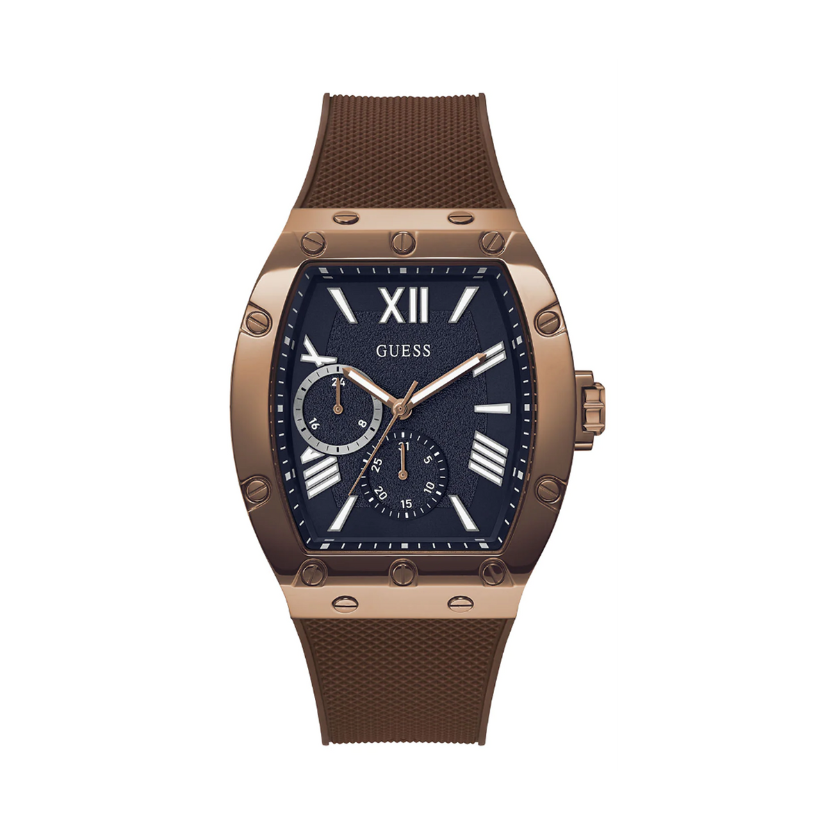 Guess Men's 43.00mm Brown Falcone Silicone Watch