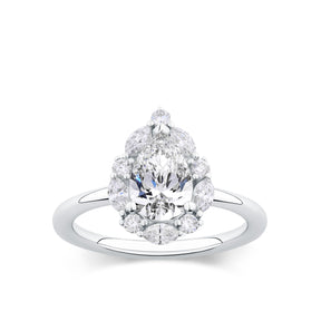 Everlasting 1.58ct TW Pear Lab-Grown Diamond Vintage Halo Engagement Ring in 18ct White Gold