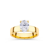 Everlasting 1.25ct TW Oval Lab-Grown Diamond Wide Band Solitaire Engagement Ring in 18ct Yellow Gold