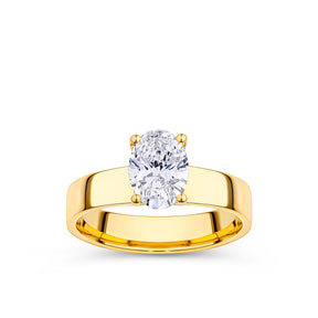 Everlasting 1.25ct TW Oval Lab-Grown Diamond Wide Band Solitaire Engagement Ring in 18ct Yellow Gold