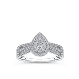 Everlasting 0.50ct TW Pear Lab-Grown Diamond Double Halo Engagement Ring in 9ct White Gold
