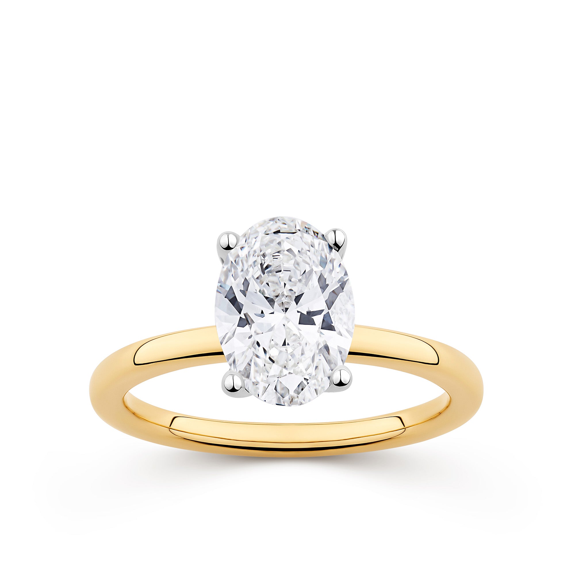 Everlasting 2.00ct TW Oval Lab-Grown Diamond Solitaire Engagement Ring in 18ct Yellow and White Gold