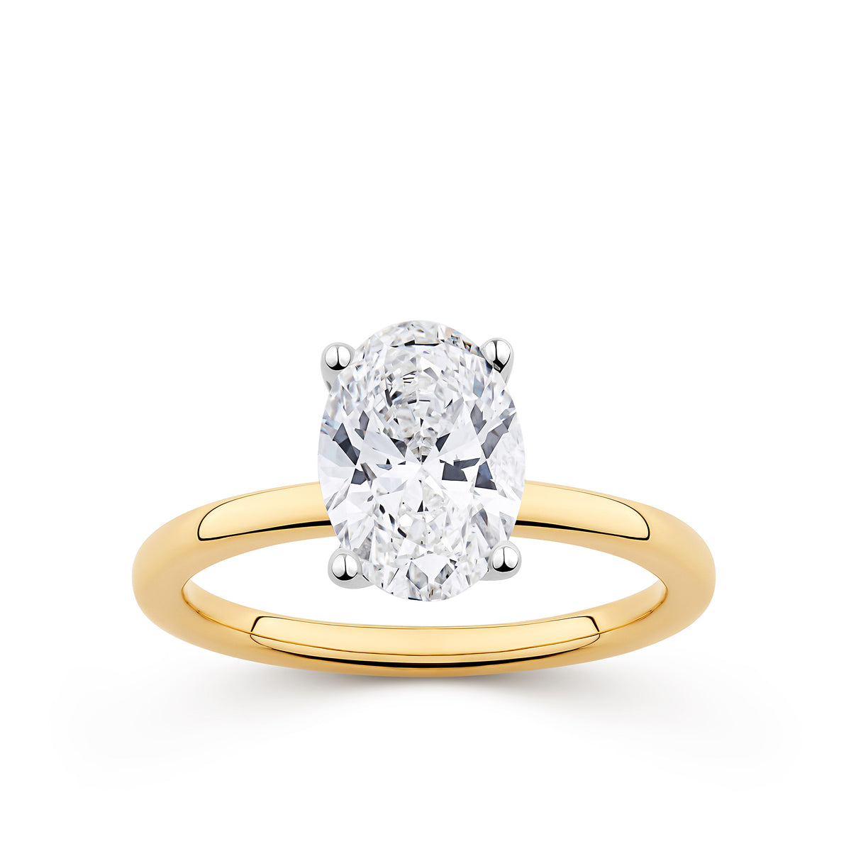 Everlasting 2.00ct TW Oval Lab-Grown Diamond Solitaire Engagement Ring in 18ct Yellow and White Gold