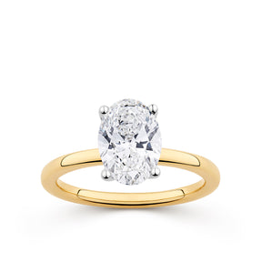 Everlasting 2.00ct TW Oval Lab-Grown Diamond Solitaire Engagement Ring in 18ct Yellow and White Gold
