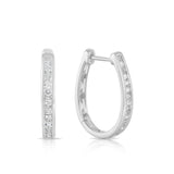 Diamond Huggie Hoop Earrings in 9ct White Gold