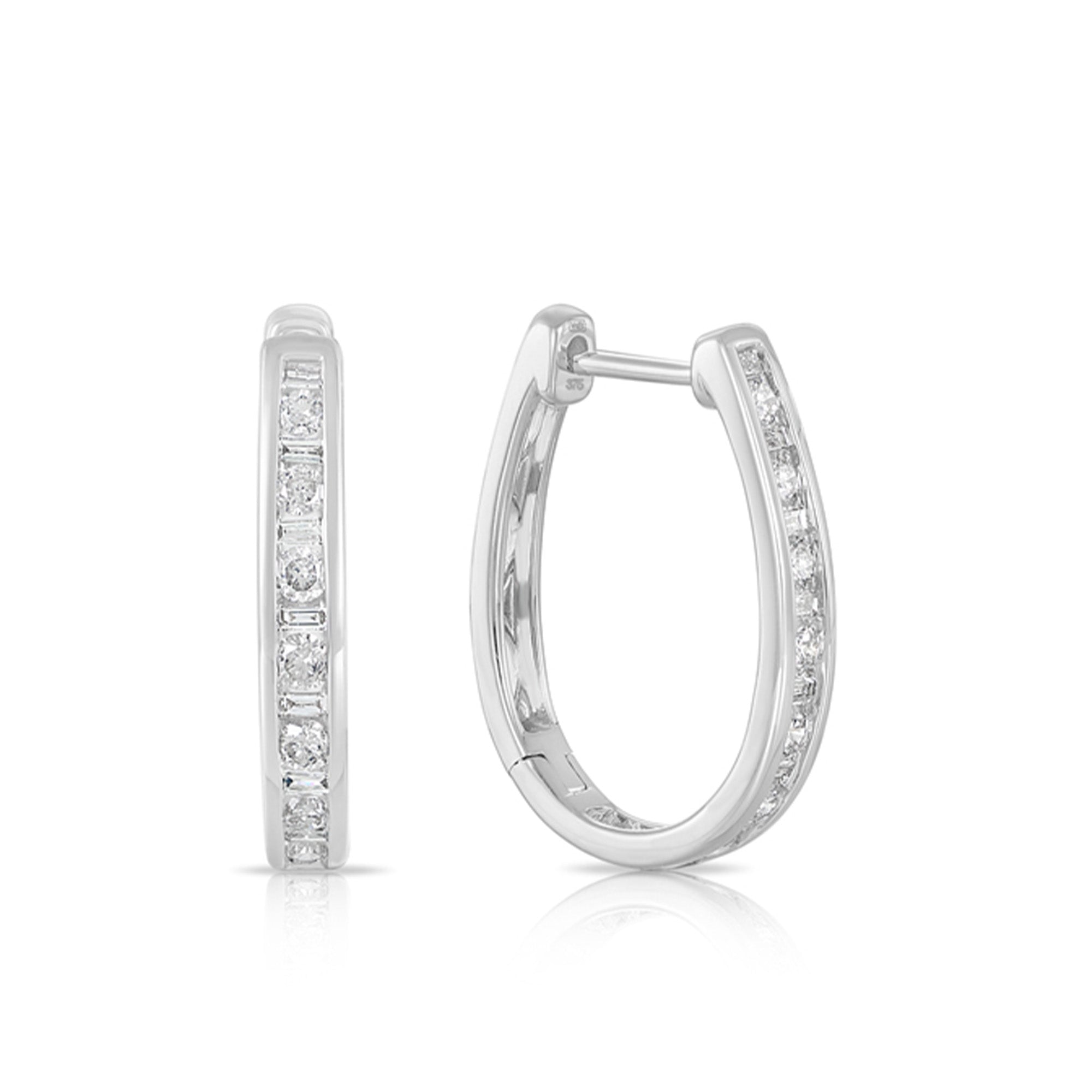 Diamond Huggie Hoop Earrings in 9ct White Gold