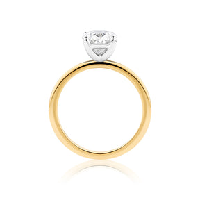 Everlasting 2.00ct TW Oval Lab-Grown Diamond Solitaire Engagement Ring in 18ct Yellow and White Gold