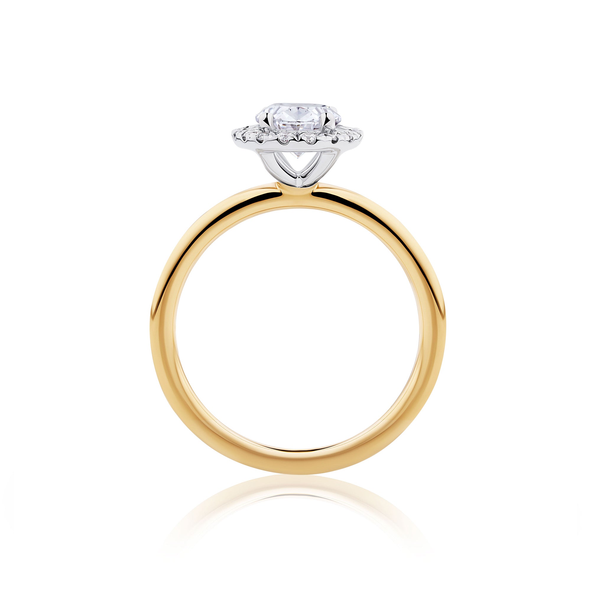 Everlasting 1.45ct TW Oval Lab-Grown Diamond Classic Halo Engagement Ring in 18ct Yellow and White Gold