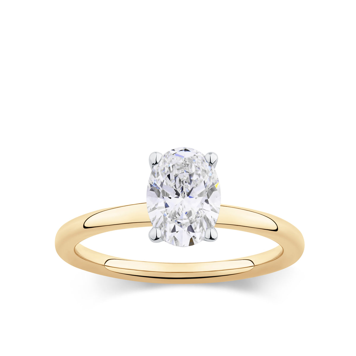 Everlasting 1.25ct TW Oval Lab Grown Diamond Solitaire Engagement Ring in 18ct Yellow and White Gold