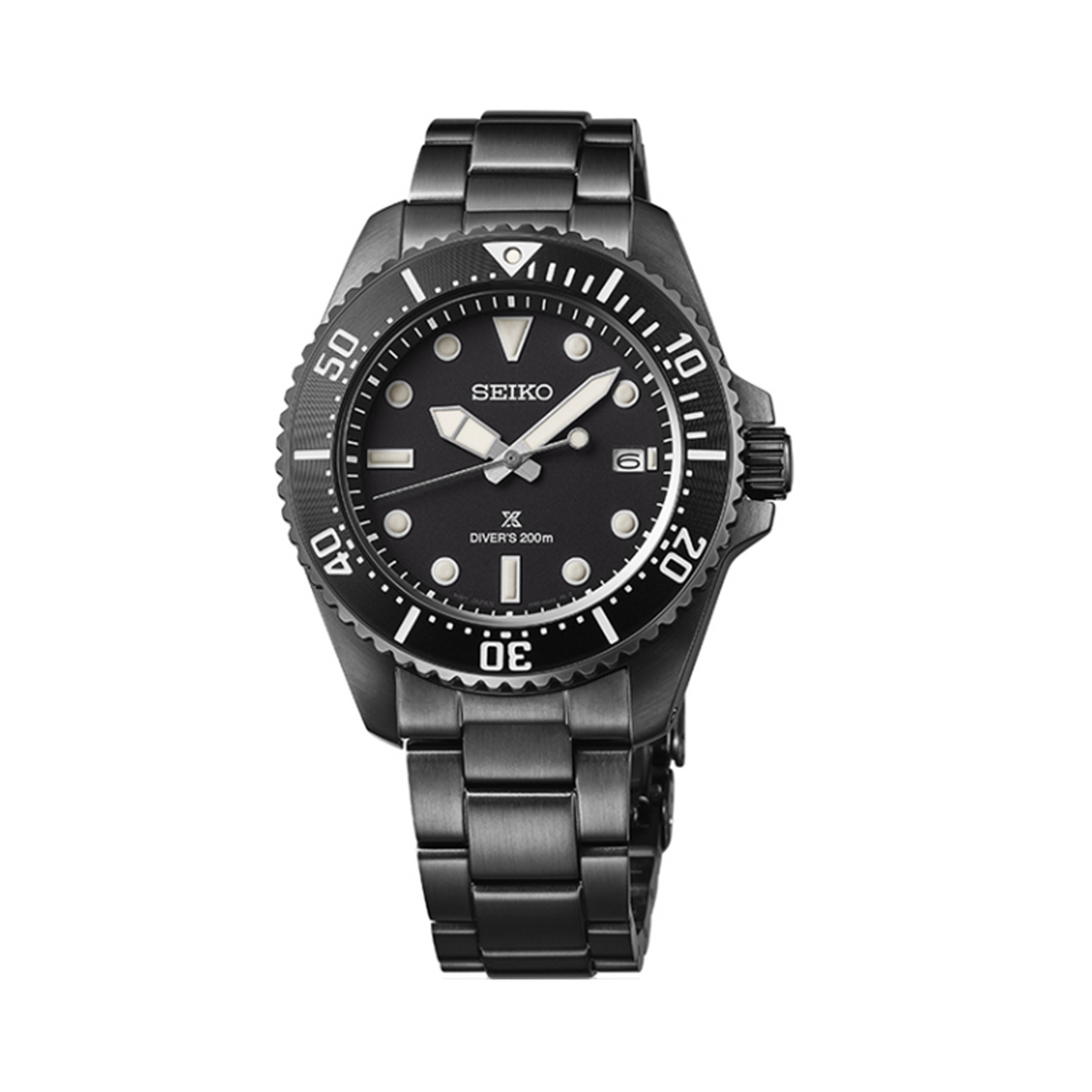 Seiko Prospex Men's 41mm Black and Steel Solar Watch SNE599P