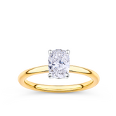 Everlasting 1.00ct TW Long Cushion Lab Grown Diamond Solitaire Engagement Ring in 18ct Yellow and White Gold