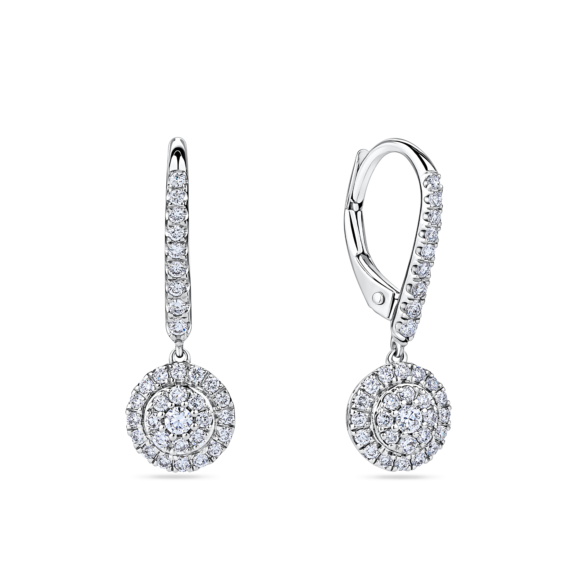 Everlasting 0.50ct TW Round Brilliant Lab-Grown Diamond Double Halo Drop Earrings in 9ct White Gold