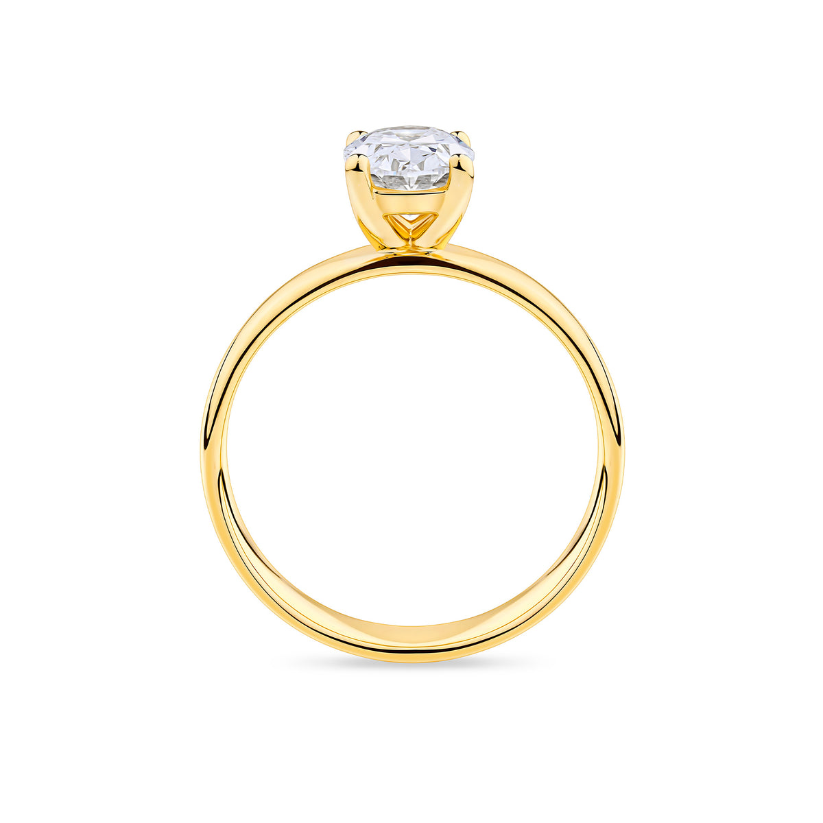 Everlasting 1.25ct TW Oval Lab-Grown Diamond Wide Band Solitaire Engagement Ring in 18ct Yellow Gold