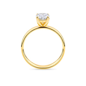 Everlasting 1.25ct TW Oval Lab-Grown Diamond Wide Band Solitaire Engagement Ring in 18ct Yellow Gold