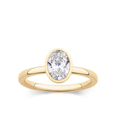 Everlasting 1.25ct TW Lab Grown Diamond Oval Cut Bezel Set Solitaire Engagement Ring in 18ct Yellow Gold