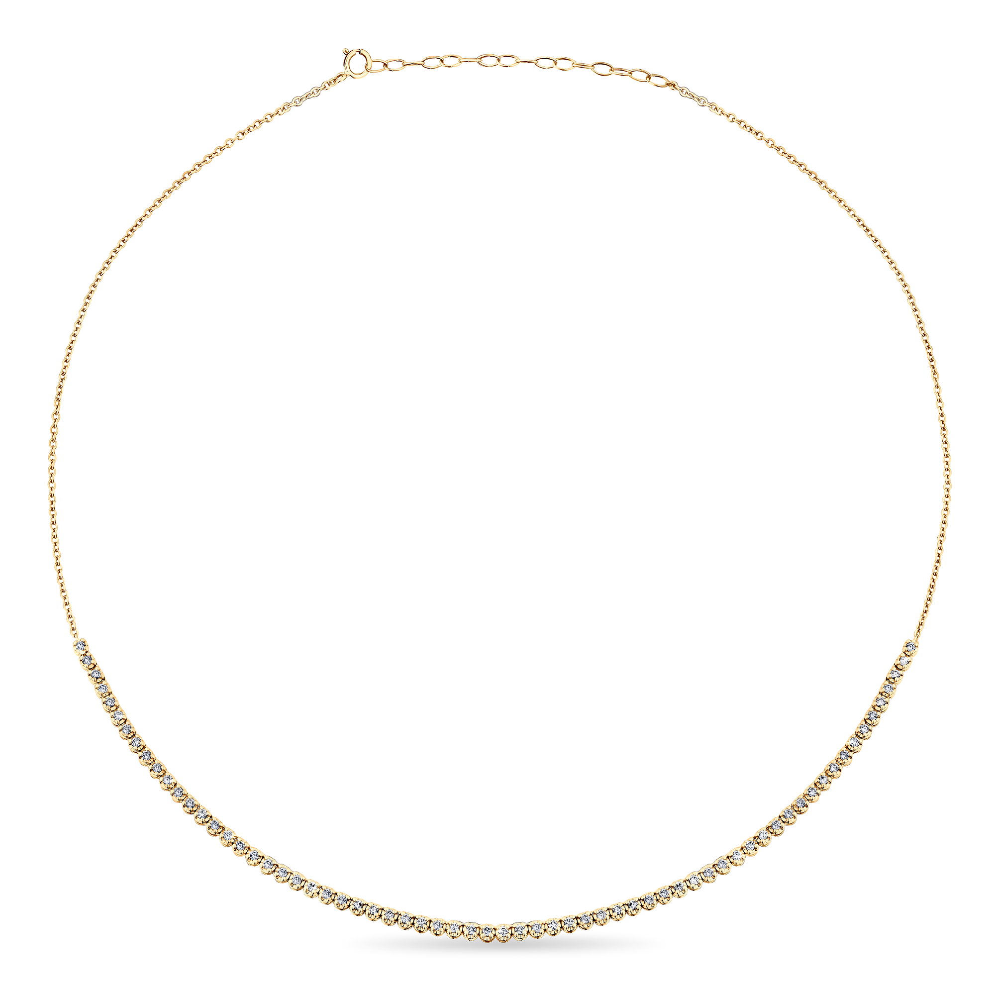 1.00ct TW Lab-Grown Half Diamond Tennis Necklace in 9ct Yellow Gold