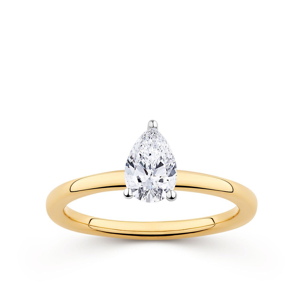 Everlasting 0.75ct TW Pear Lab-Grown Diamond Solitaire Engagement Ring in 18ct Yellow and White Gold