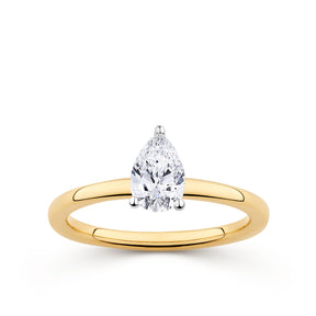 Everlasting 0.75ct TW Pear Lab-Grown Diamond Solitaire Engagement Ring in 18ct Yellow and White Gold