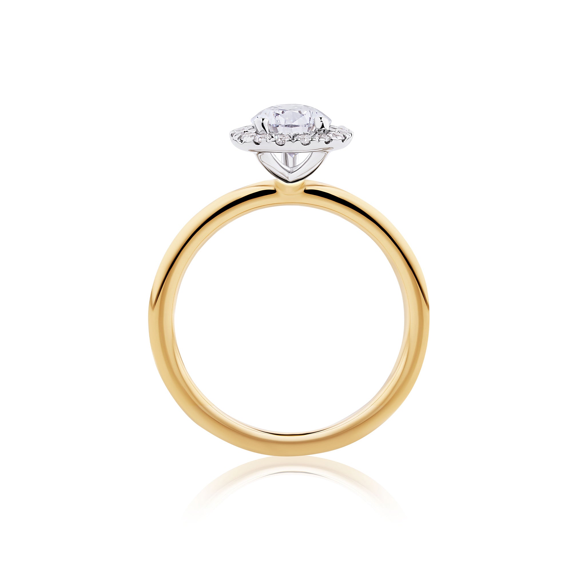 Everlasting 1.44ct TW Pear Lab-Grown Diamond Classic Halo Engagement Ring in 18ct Yellow and White Gold