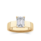 Everlasting 2.00ct TW Emerald Cut Lab-Grown Diamond Wide Band Solitaire Engagement Ring in 18ct Yellow Gold