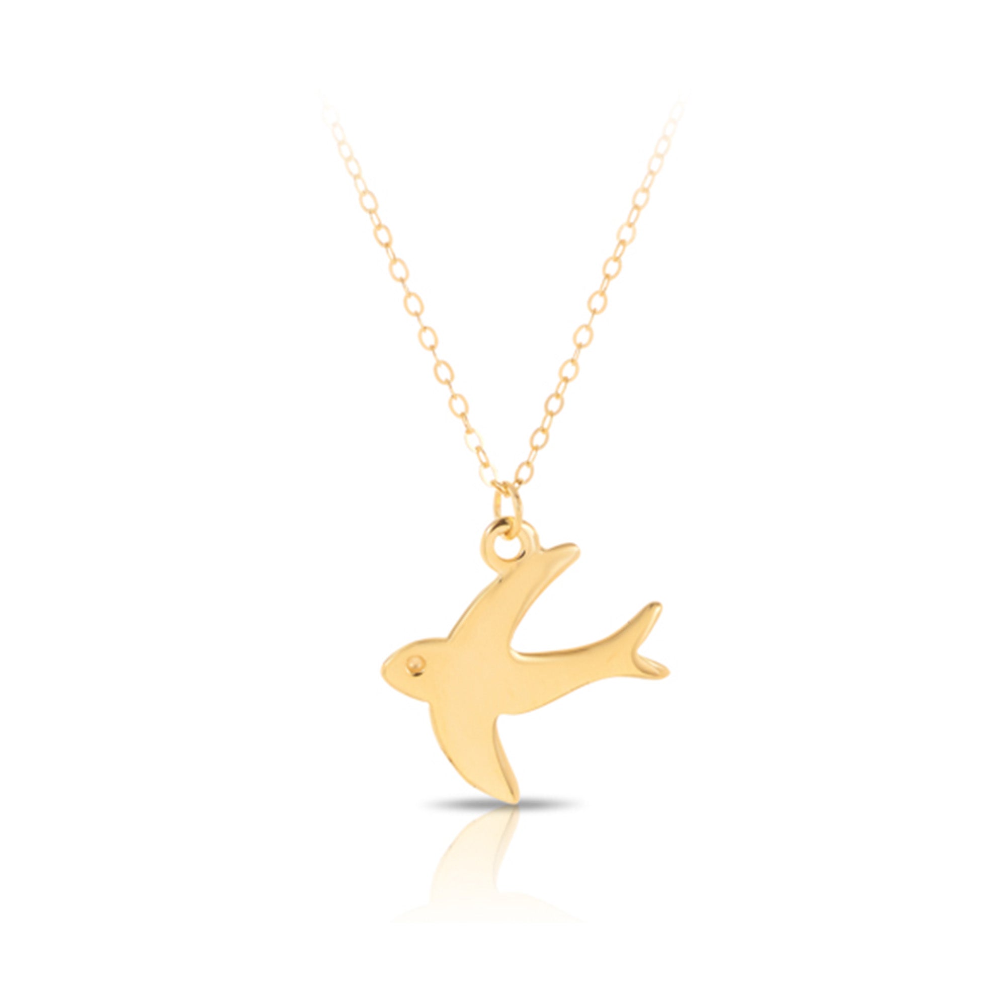 Bird Charm Necklace in 9ct Yellow Gold