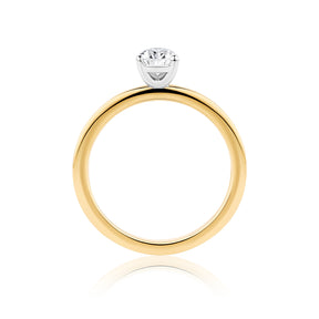 Everlasting 0.75ct TW Pear Lab-Grown Diamond Solitaire Engagement Ring in 18ct Yellow and White Gold