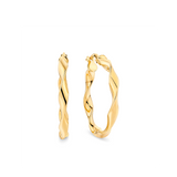 Ribbon Twist Hoop Earrings in 9ct Yellow Gold