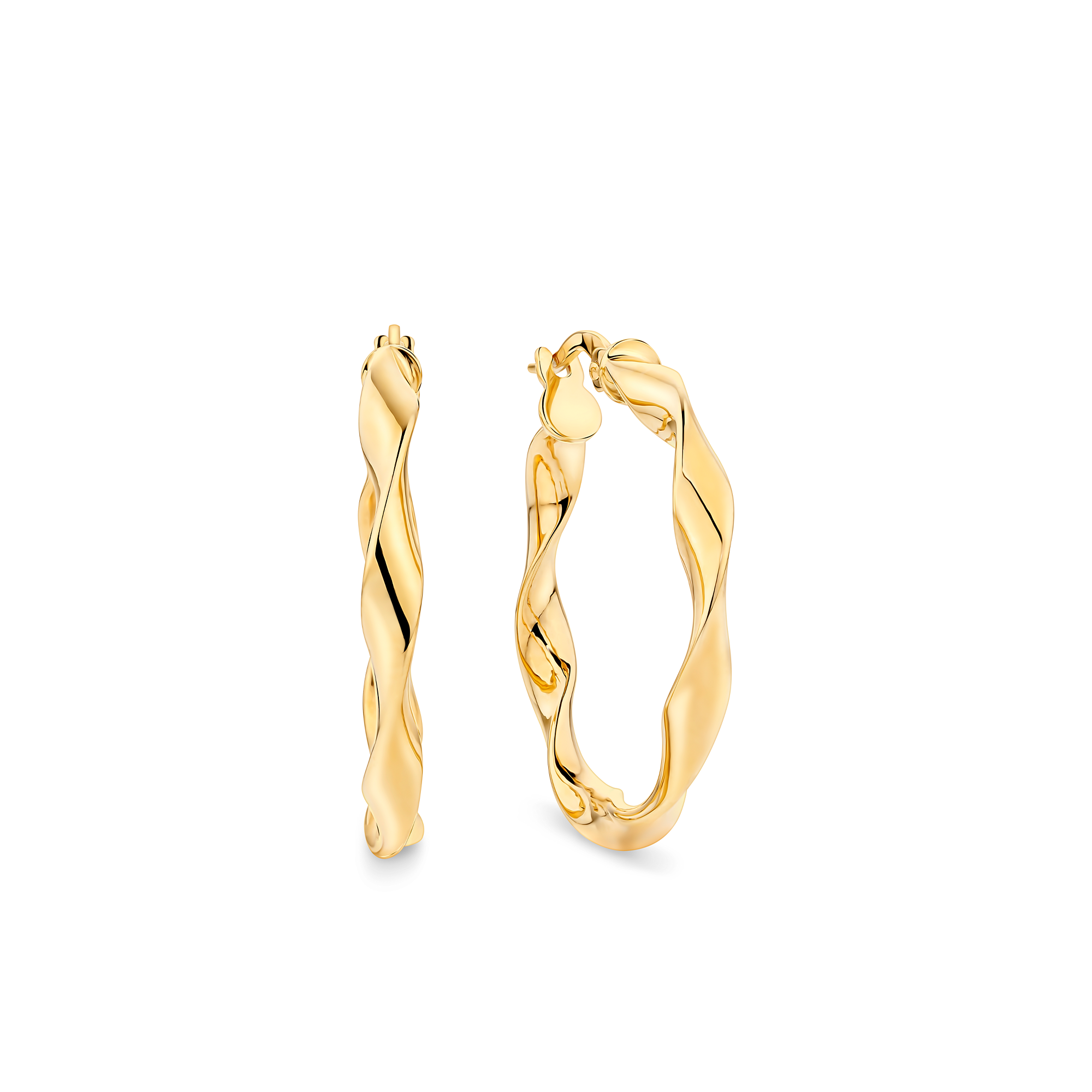 Ribbon Twist Hoop Earrings in 9ct Yellow Gold