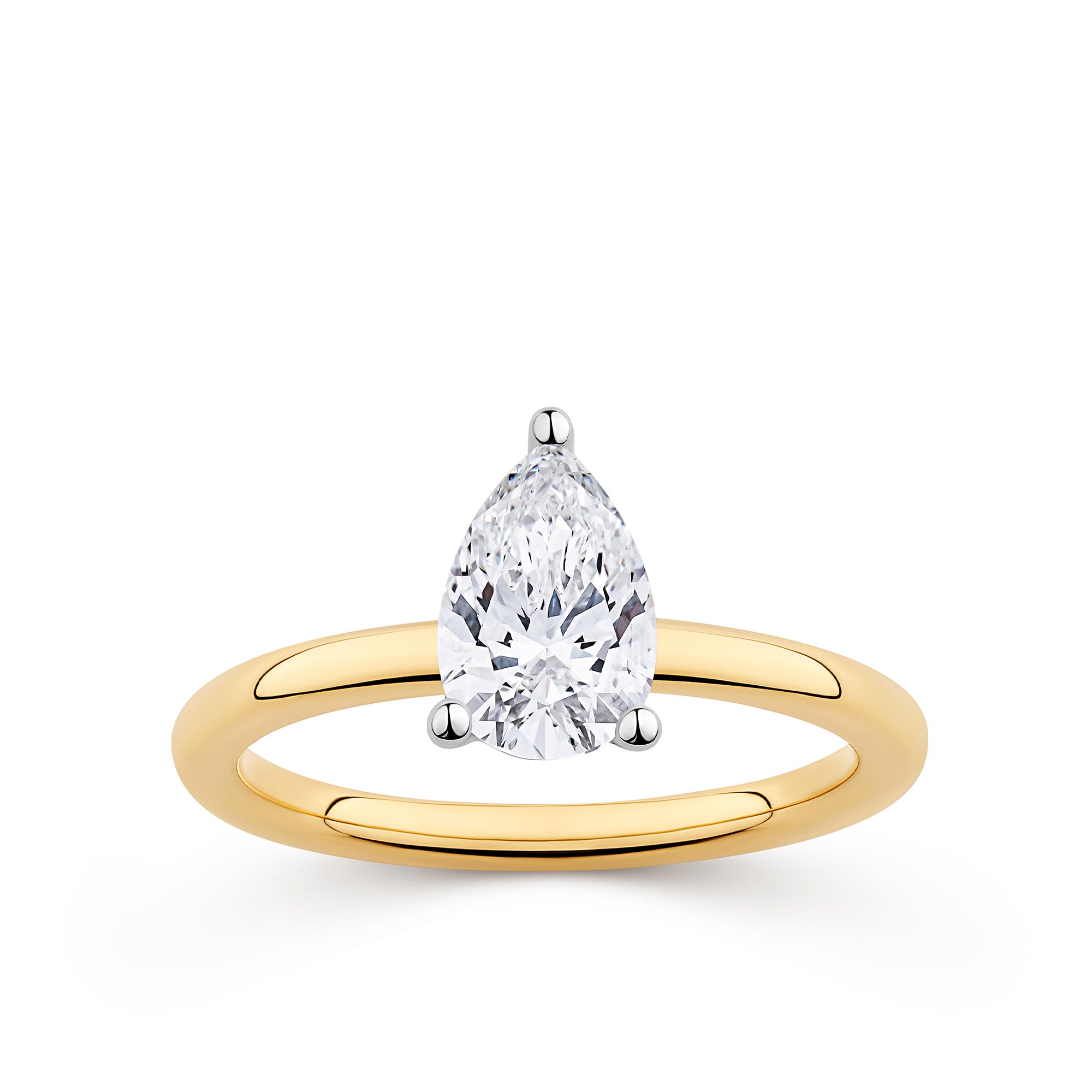 Everlasting 1.25ct TW Pear Lab-Grown Diamond Solitaire Engagement Ring in 18ct Yellow and White Gold