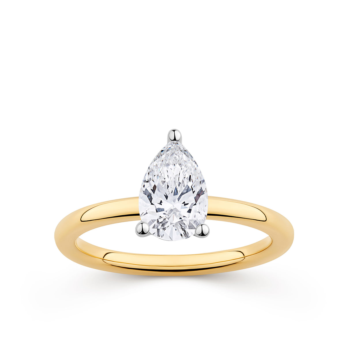 Everlasting 1.25ct TW Pear Lab-Grown Diamond Solitaire Engagement Ring in 18ct Yellow and White Gold