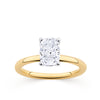 Everlasting 1.50ct TW Long Cushion Lab-Grown Diamond Solitaire Engagement Ring in 18ct Yellow and White Gold