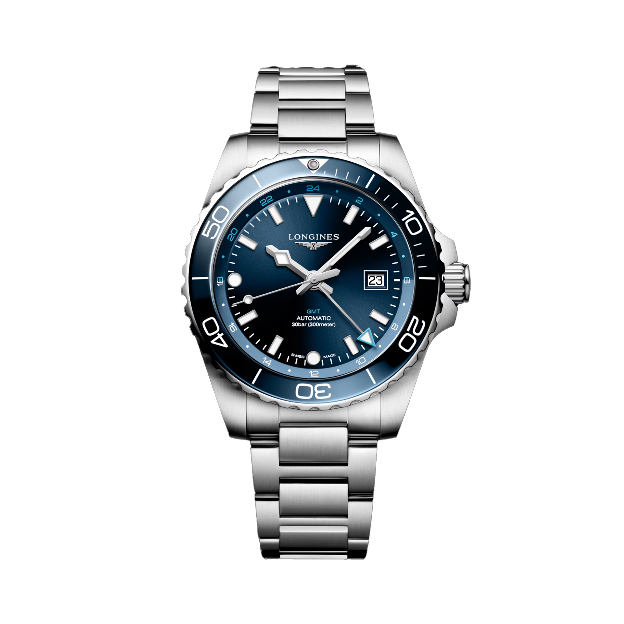 Longines Hydro Conquest Men's 43mm Automatic GMT Watch L3.890.4.96.6