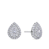 Everlasting 1.00ct TW Pear Lab-Grown Diamond Double Halo Earrings in 9ct White Gold