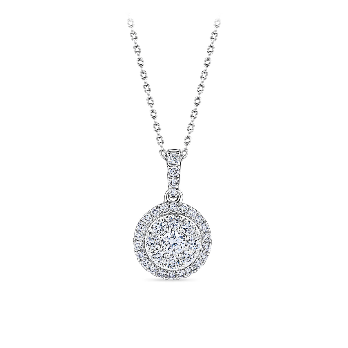 Everlasting 0.50ct TW Lab Grown Diamond Round Brilliant Double Halo Pendant in 9ct White Gold