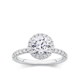 Everlasting 1.79ct TW Round Brilliant Lab Grown Diamond Classic Halo Pave Band Engagement Ring in 18ct White Gold