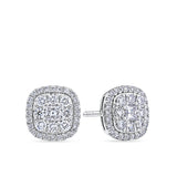 Everlasting 1.00ct TW Princess Lab-Grown Diamond Double Halo Earrings in 9ct White Gold