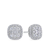 Everlasting 1.00ct TW Princess Lab-Grown Diamond Double Halo Earrings in 9ct White Gold