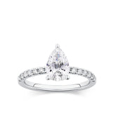 Everlasting 1.58ct TW Pear Lab-Grown Diamond Solitaire Pave Band Engagement Ring in 18ct White Gold