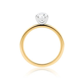 Everlasting 1.25ct TW Pear Lab-Grown Diamond Solitaire Engagement Ring in 18ct Yellow and White Gold