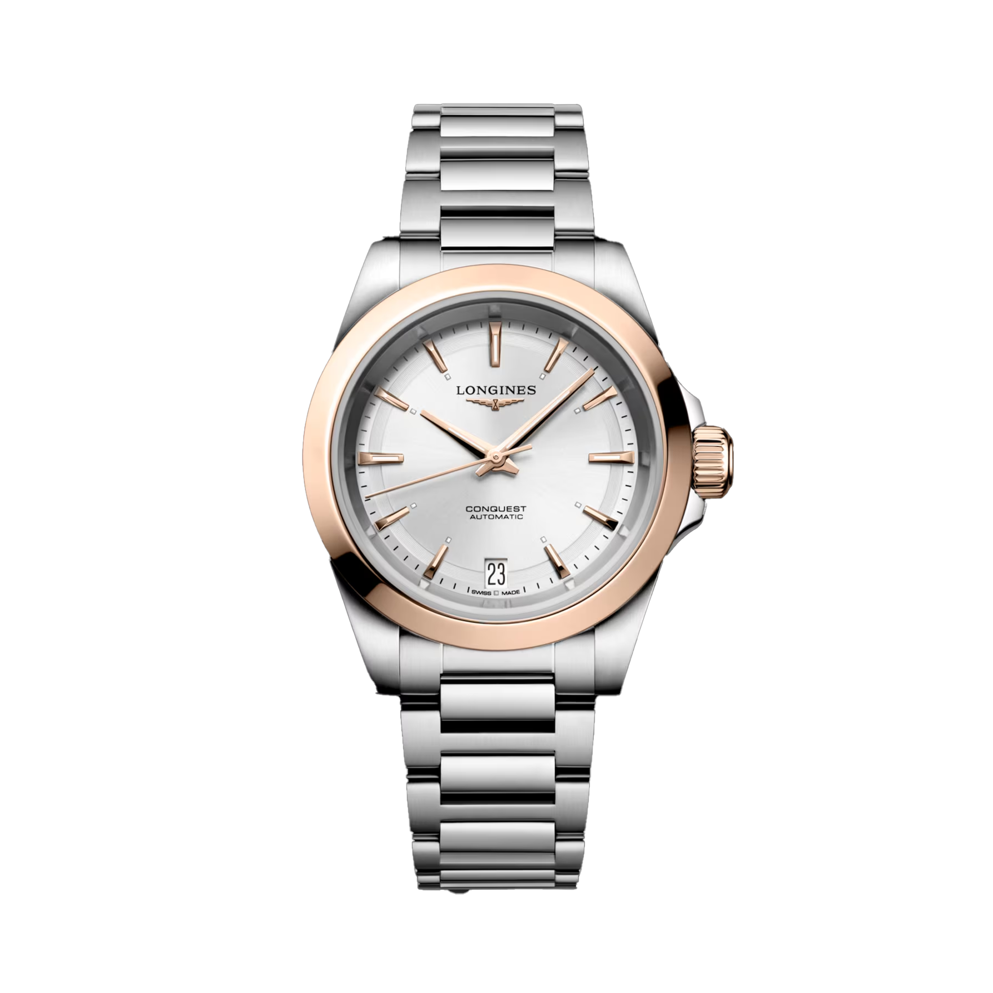 Longines Conquest Women's 34mm Stainless Steel and 18ct Rose Gold Automatic Watch L3.430.5.72.6